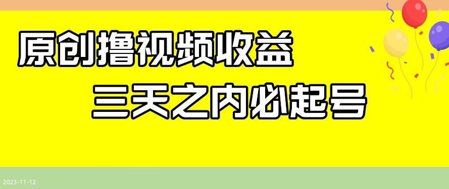 最新撸视频收益，三天之内必起号，一天保底100+【揭秘】-精品虚拟资源库