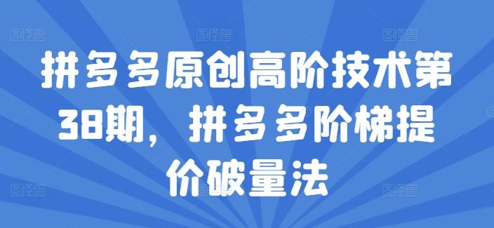 拼多多原创高阶技术第38期，拼多多阶梯提价破量法-精品虚拟资源库