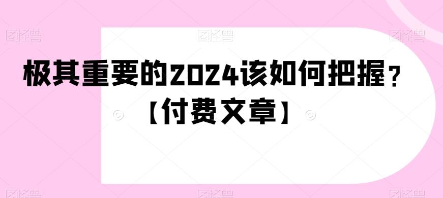 极其重要的2024该如何把握？【付费文章】-精品虚拟资源库
