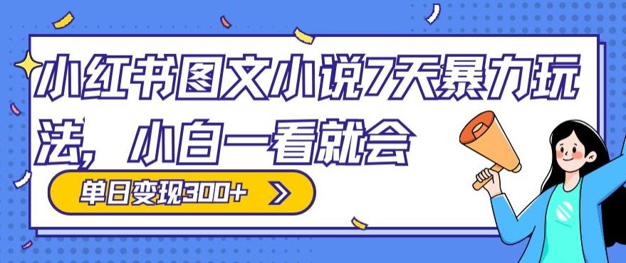 小红书图文小说7天暴力玩法，小白一看就会，单日变现300+-精品虚拟资源库