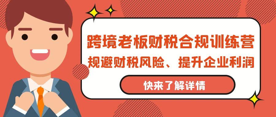 (9838期)跨境老板-财税合规训练营，规避财税风险、提升企业利润-精品虚拟资源库