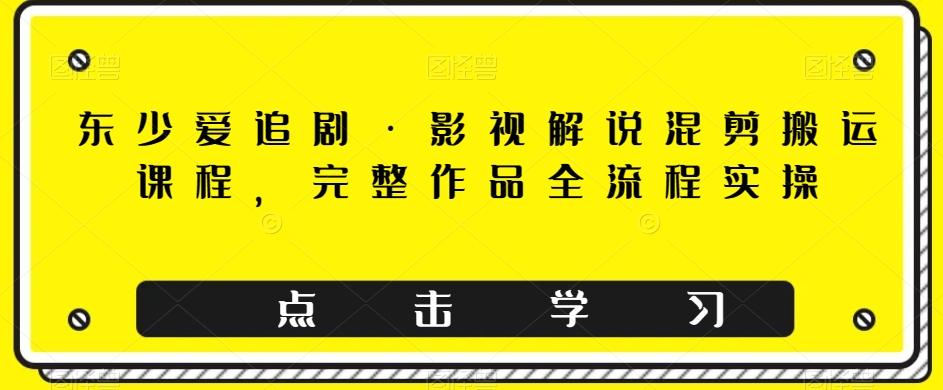 东少爱追剧·影视解说混剪搬运课程，完整作品全流程实操-精品虚拟资源库