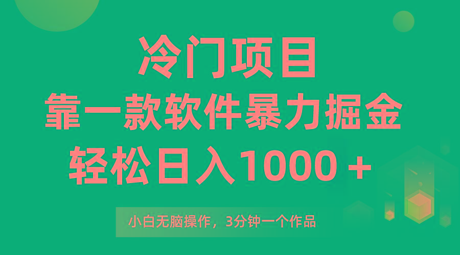 (9791期)冷门项目，靠一款软件暴力掘金日入1000＋，小白轻松上手第二天见收益-精品虚拟资源库
