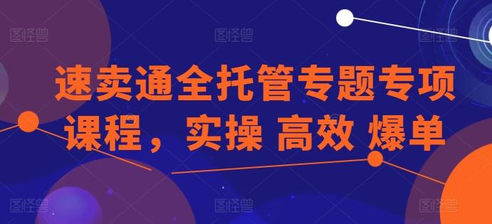 速卖通全托管专题专项课程，实操 高效 爆单-精品虚拟资源库