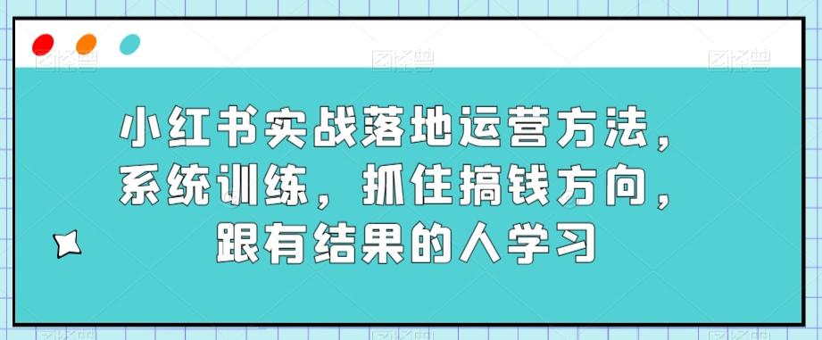 小红书实战落地运营方法，系统训练，抓住搞钱方向，跟有结果的人学习-精品虚拟资源库