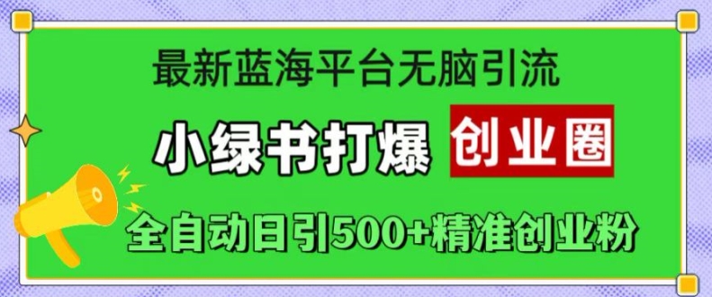 最新蓝海平台无脑引流，小绿书打爆创业圈，全自动日引500+精准创业粉-精品虚拟资源库