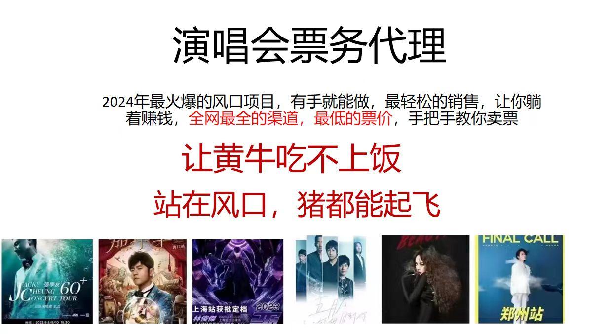 演唱会2024票务代理，全网最低的票价，手把手教你卖票，日入2000+-精品虚拟资源库