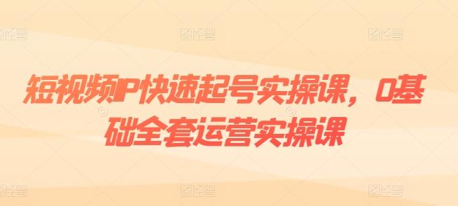 短视频IP快速起号实操课，0基础全套运营实操课，爆款内容设计+粉丝运营+内容变现-精品虚拟资源库