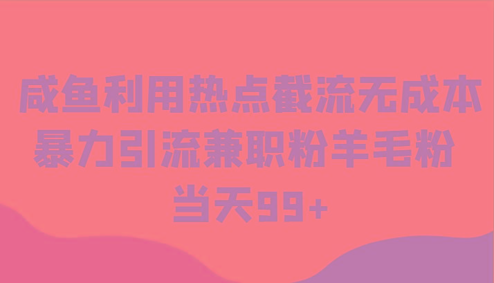咸鱼利用热点截流无成本暴力引流兼职粉羊毛粉 当天99+-精品虚拟资源库