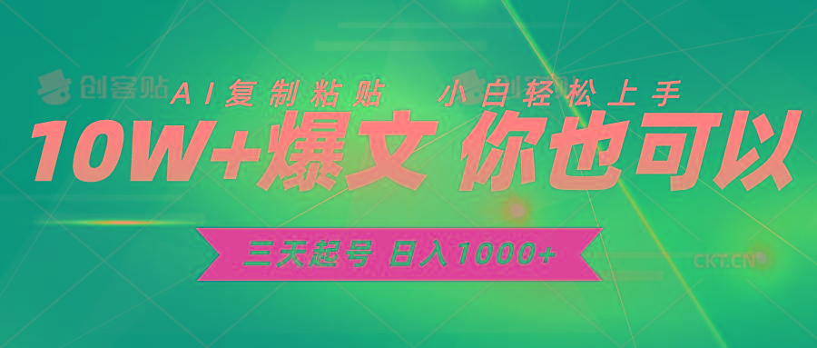 三天起号 日入1000+ AI复制粘贴 小白轻松上手-精品虚拟资源库