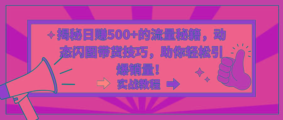 揭秘日赚500+的流量秘籍，动态闪图带货技巧，助你轻松引爆销量！-精品虚拟资源库