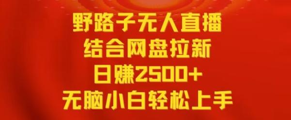 野路子无人直播结合网盘拉新，日赚2500+，小白无脑轻松上手【揭秘】-精品虚拟资源库